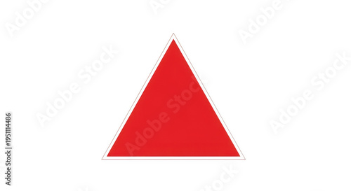 A bold red triangle against a clean white background. isolated on transparent background