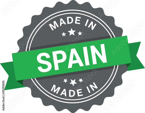 Made in Spain Badge Label Vector Stamp for Product Packaging and Quality Assurance Certification
