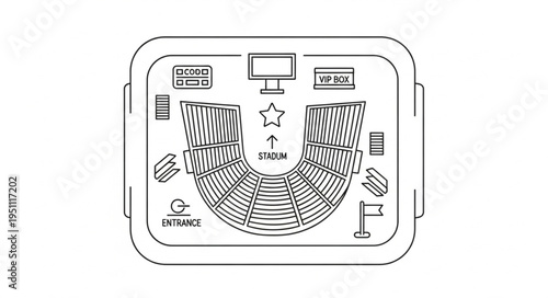 Overhead view of a stadium seating chart layout design.