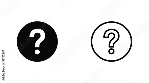 Two question mark icons one filled and one outlined displaying a minimalist silhouette