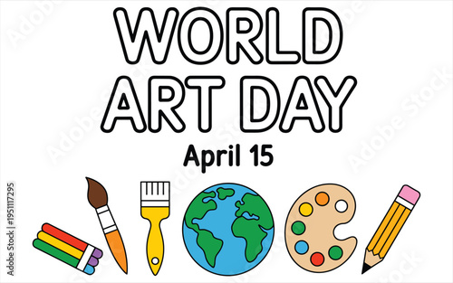 Colorful supplies and globe celebrating day april 15