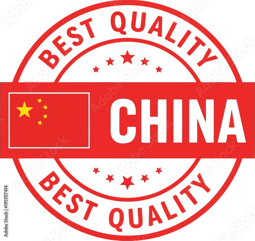 Best Quality China Product Label or Certified Stamp with National Flag Vector Icon