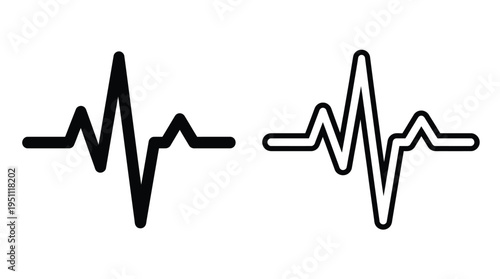 Two contrasting heartbeat line drawings depict vital signs one solid and one outlined silhouette