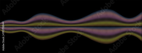 Sound wave line background, abstract equalizer with light glow effect, voice audio message, assistant, beat. Soundwave illustration.