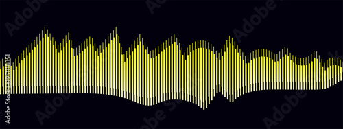 Sound wave line background, abstract equalizer with light glow effect, voice audio message, assistant, beat. Soundwave illustration.