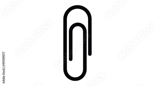 A simple black outline of a common office paperclip illustration silhouette