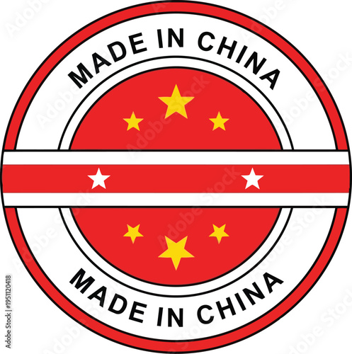 Made in China Circular Product Label or Export Stamp Vector Illustration