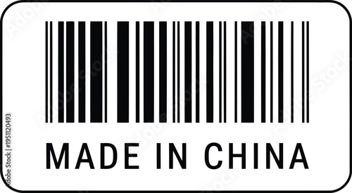 Made in China Barcode Label Sticker Isolated on White Background for Product Packaging