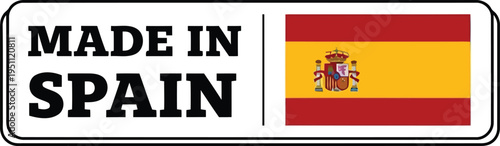 Made in Spain Label With National Flag Icon for Product Packaging and Export Stamp