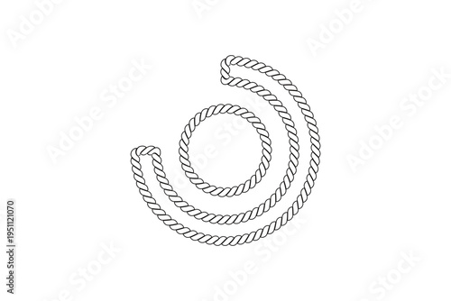 Nautical Twisted Rope Coil Line Art Vector Isolated Design