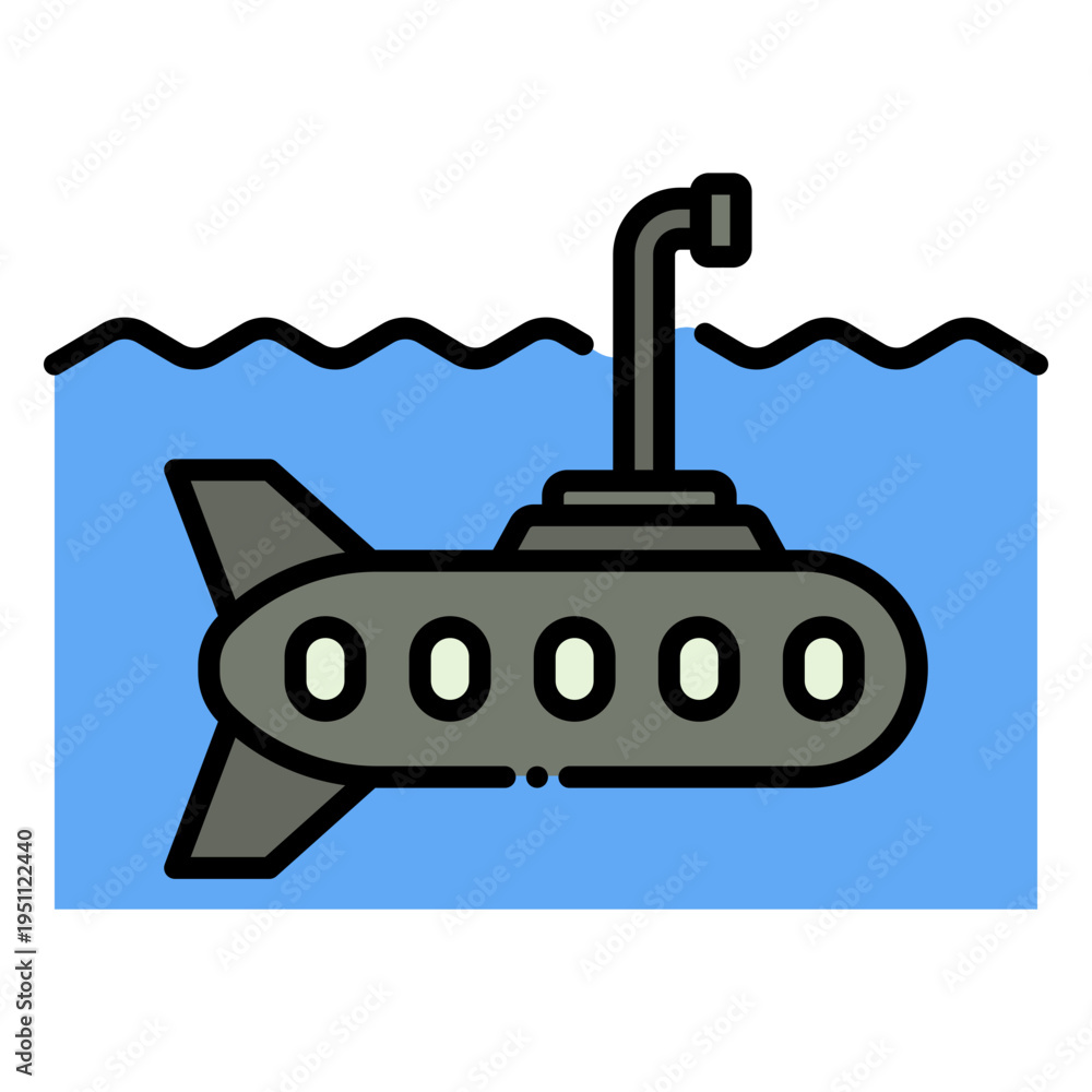Obraz premium Submarine Cartoon Icon Vector Illustration