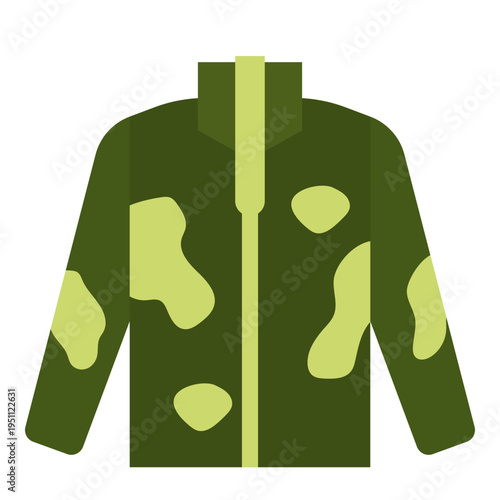 Camouflage Jacket Flat Vector Icon Illustration