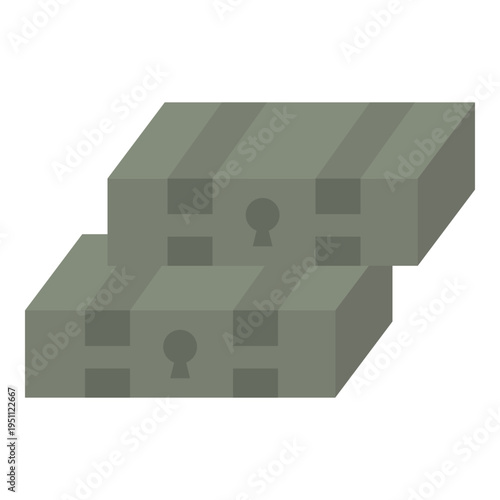 Stack of Locked Treasure Chests Illustration