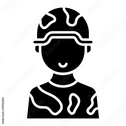 Soldier Icon Wearing Camouflage Uniform and Helmet