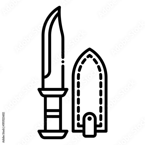 Hunting Knife with Sheath Outline Icon