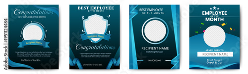 Professional Employee Of The Month square banner template. Employee appreciation banner template design. Corporate social media banner, flyer, card. vector