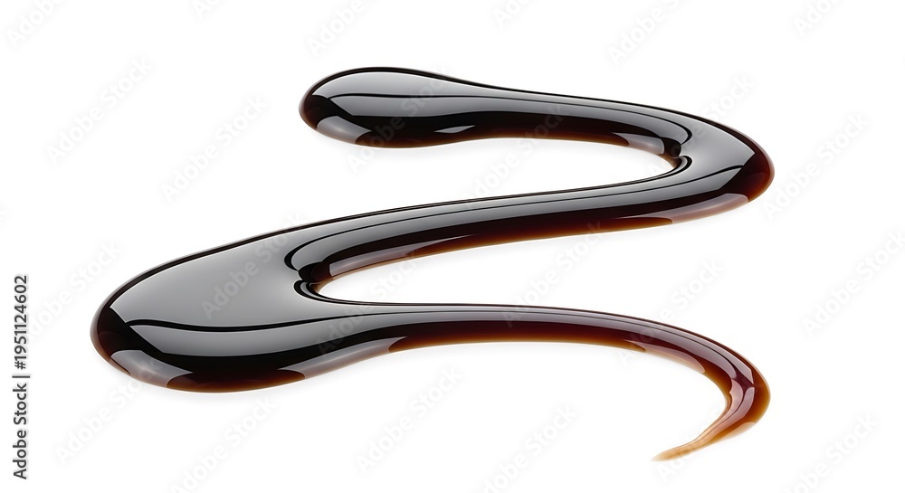 Naklejka premium Dark glossy chocolate sauce swirls on a clean white surface