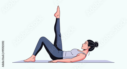 Woman performing a single leg lift exercise on a yoga mat