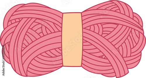 Minimalist vector illustration of pink yarn ball icon, professional line art for craft shop branding and knitting