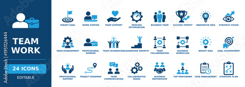 Team work 3 solid vector glyph icon set for business collaboration, leadership growth, strategic plan, goal achievement, professional support, project roadmap, and team management tasks.