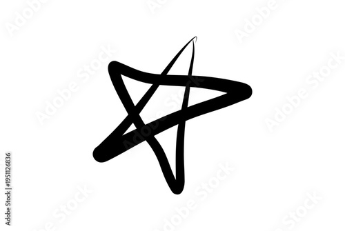 黒ペンで描いた手描き風の星マークイラスト