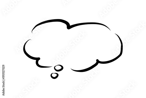 黒ペンで手描きしたような思考吹き出し｜雲型の漫画風セリフ枠ベクターイラスト