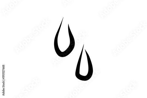 不安や焦りを表す漫画の汗マークベクターイラスト　黒