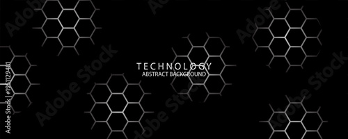 Futuristic modern technology wide banner featuring bright grey energy flashes.