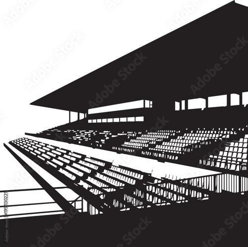 Stadium grandstand silhouette vector illustration of empty bleachers and arena structure