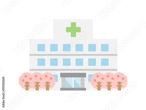 病院　桜　建物　イラスト