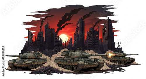 Abandoned Cityscape at Sunset.