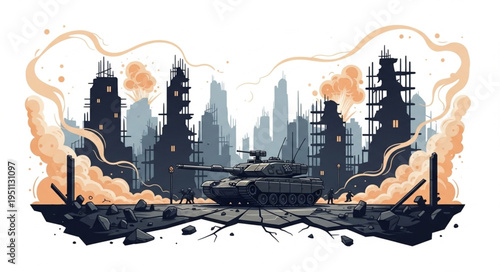 Abandoned Industrial Cityscape Aftermath.