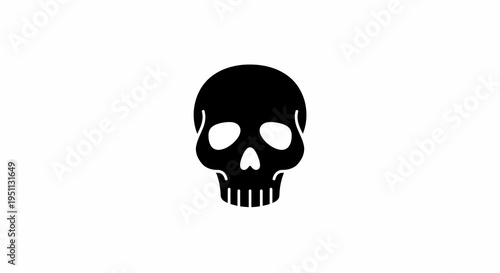 Black silhouette of a human skull on a white background, symbolizing death, danger, or Halloween