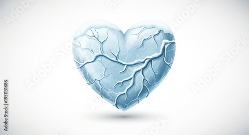 A Frozen Heart Symbolizing Coldness, Lack of Emotion, or a Heartbreak Situation Depicted with Ice Cracks