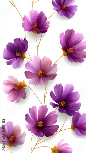 Purple flowers on white background vibrant purple flowers displayed against a clean white background highlighting natural beauty