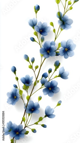 Blue flowers on white background delicate blue flowers set against a clean stark white background creating a minimalist and serene visual