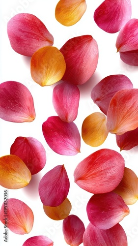 Rose petals on white background delicate rose petals artfully arranged on a clean white surface evoking romance and beauty