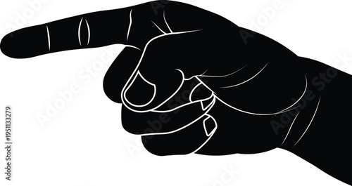 silhouette vector of a man's hand pointing accusingly with his forefinger side view. Finger pointing on a white background.