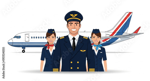 Airline Crew in Uniform Smiling.