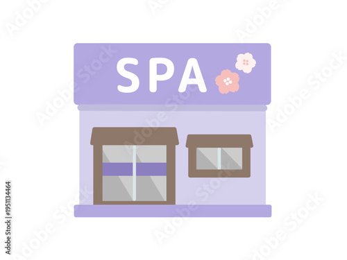 スパ　建物　桜　イラスト