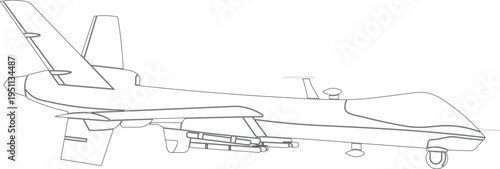 Outline vector of an unmanned aerial vehicle. combat drone outline