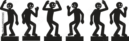 Five dancing figures in various poses