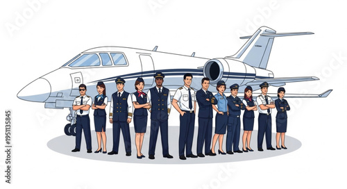 Airline Crew Standing in Front.