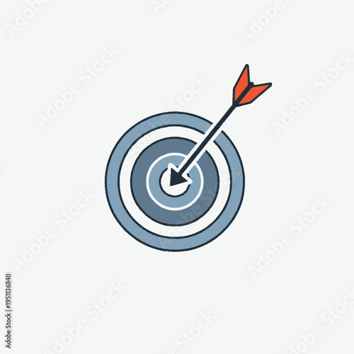 Conceptual illustration of a precise arrow hitting the bullseye of a target, symbolizing successful aim, goal achievement, and accurate strategy in business or personal endeavors