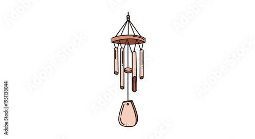 A decorative wind chime with hanging objects.