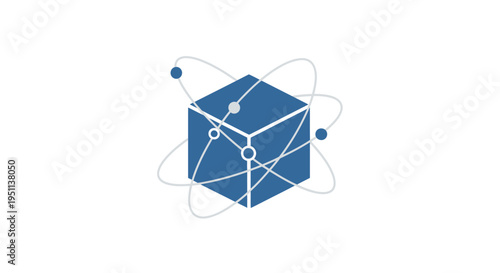 Blue cube with white lines and dots.