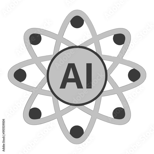 Atomic Structure With AI Text Vector Icon