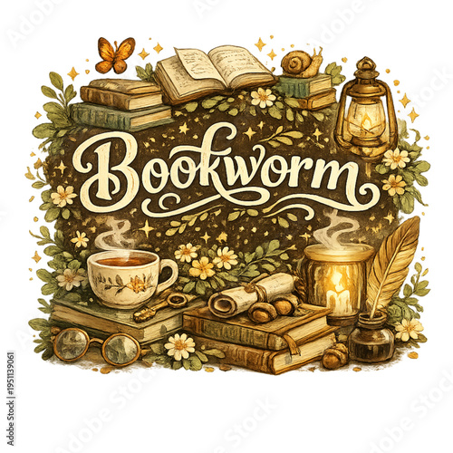 vintage booklover's paradise, cozy reading nook, antique books illustration, bookshelf filled with classics, warm and nostalgic aesthetic, vintage library scene, old books and candles, literary cozy v