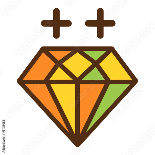 Diamond With Two Plus Signs Vector Icon