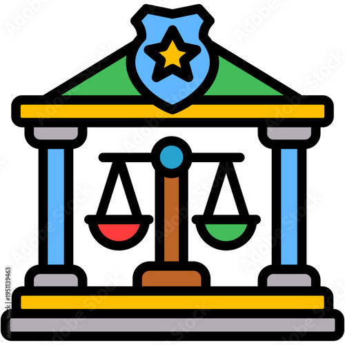 Court Justice lineal color icon